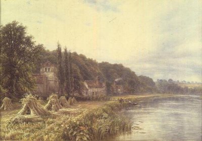 Riverside Village, jossa hahmot kalastavat tekijältä Edmund George Warren