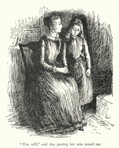Charlotte Bronten kuvitus Jane Eyrelle (litho) tekijältä Edmund Henry Garrett