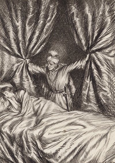 William Shakespeare: Othellon, Venetsian maurin tragedia, V näytös, kohtaus 2 (litografia). tekijältä Edmund Joseph (after) Sullivan