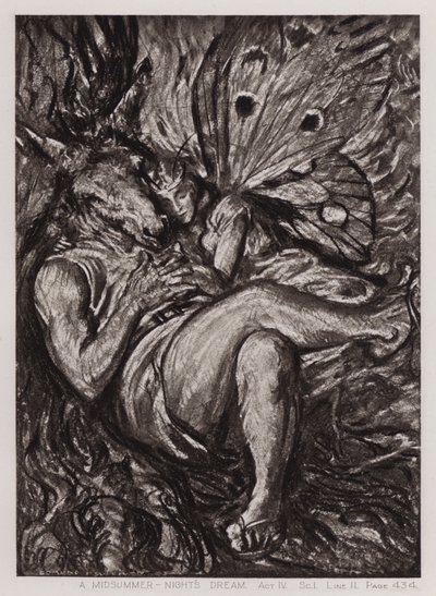 Kesäyön unelma, näytös IV, Sc I (litho) tekijältä Edmund Joseph Sullivan