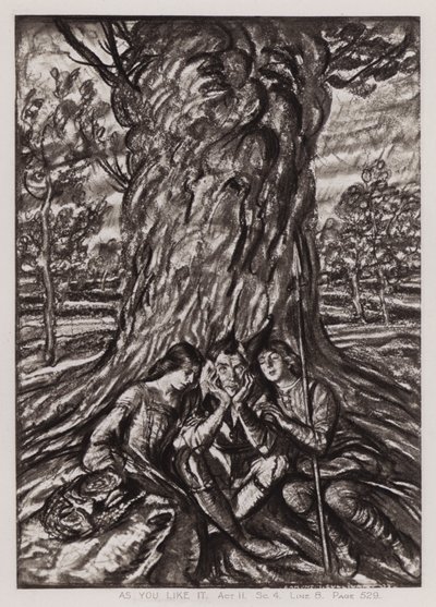 Kuten pidät, Act II, Sc 4 (litho) tekijältä Edmund Joseph Sullivan