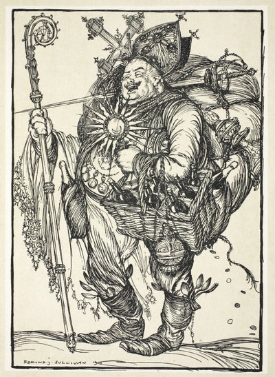 Herr Michel ADC, kruununprinssille hänen palattuaan luvatusta maasta, kuva Edmund J. Sullivanin Keisarin seppeleestä, pub. 1916 tekijältä Edmund Joseph Sullivan