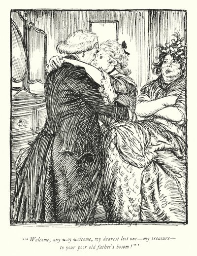 Kuvitus Oliver Goldsmithin teoksesta The Vicar of Wakefield (litho) tekijältä Edmund Joseph Sullivan