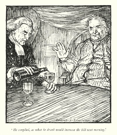 Kuvitus Oliver Goldsmithin teoksesta The Vicar of Wakefield (litho) tekijältä Edmund Joseph Sullivan