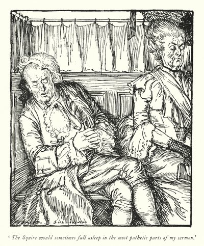 Kuvitus Oliver Goldsmithin teoksesta The Vicar of Wakefield (litho) tekijältä Edmund Joseph Sullivan