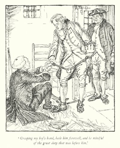 Kuvitus Oliver Goldsmithin teoksesta The Vicar of Wakefield (litho) tekijältä Edmund Joseph Sullivan