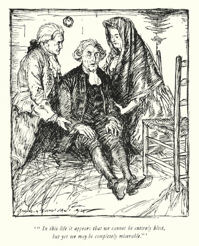 Kuvitus Oliver Goldsmithin teoksesta The Vicar of Wakefield (litho) tekijältä Edmund Joseph Sullivan