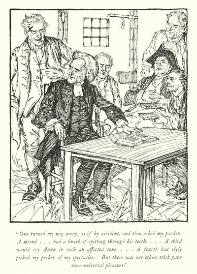 Kuvitus Oliver Goldsmithin teoksesta The Vicar of Wakefield (litho) tekijältä Edmund Joseph Sullivan