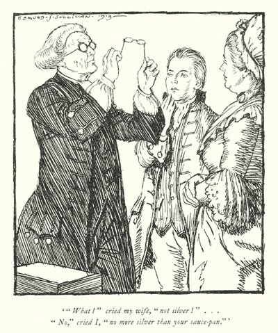 Kuvitus Oliver Goldsmithin teoksesta The Vicar of Wakefield (litho) tekijältä Edmund Joseph Sullivan