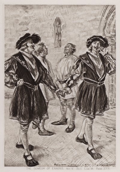 Virheiden komedia, näytös V, Sc I (litho) tekijältä Edmund Joseph Sullivan