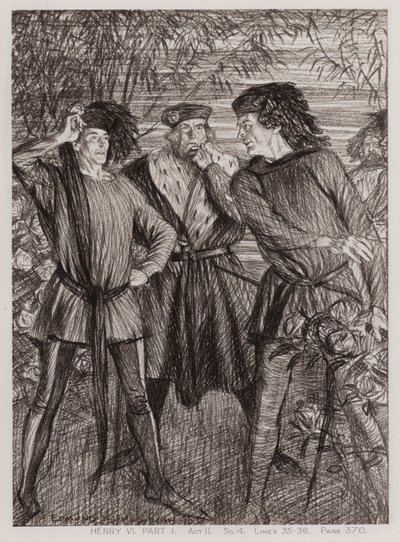 Kuningas Henrik VI:n ensimmäinen osa, II näytös, Sc 4 (litho) tekijältä Edmund Joseph Sullivan