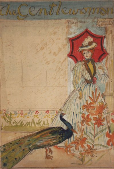 The Gentlewoman, (recto); Support Home Industries (verso), noin 1905 (guassi kynällä kortilla) tekijältä Edmund Joseph Sullivan
