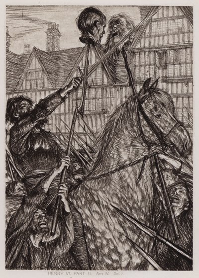 Kuningas Henrik IV:n toinen osa, IV näytös, Sc 7 (litho) tekijältä Edmund Joseph Sullivan