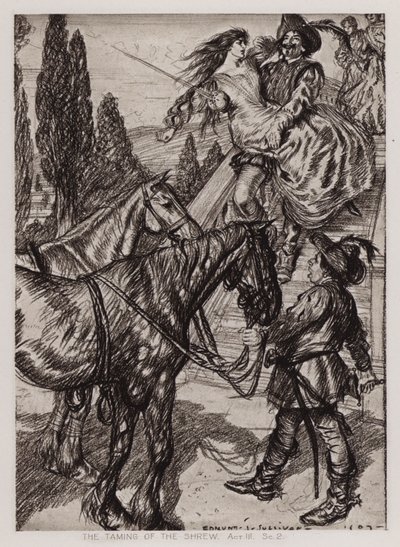 The Taming of the Shrew, Act III, Sc 2 (litho) tekijältä Edmund Joseph Sullivan