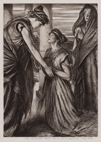Talven tarina, näytös V, Sc 3 (litho) tekijältä Edmund Joseph Sullivan