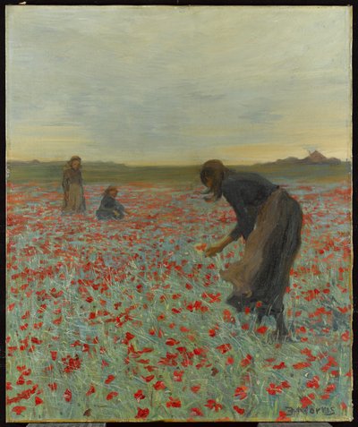 Tytöt unikkopellolla, n. 1896 tekijältä Edmund Montague Morris