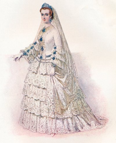 Keisarinna Eugenie morsiuspuvussaan, 1853, 1902 tekijältä Edmund Thomas Parris