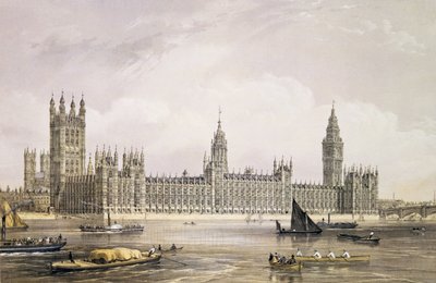 The New Houses of Parliament, kaiverrus Thomas Picken (fl.1838-d.1870) pub. 1852, Lloyd Bros. und Co. (litografia) tekijältä Edmund Walker
