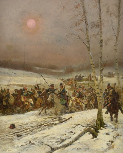 Kasakat hyökkäämässä kunniakaartin laivueeseen, n. 1910 tekijältä Jean Baptiste Edouard Detaille