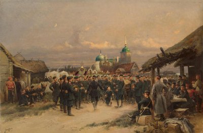 Singers of the Life-guards 4. Imperial Familys -kivääripataljoona Tsarskoje Selossa, 1889 tekijältä Jean Baptiste Edouard Detaille