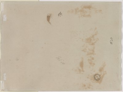 Luonnos miehestä, jolla on käsivarsi ylhäällä, ja luonnos kypärästä (käänteinen) tekijältä Edouard Detaille