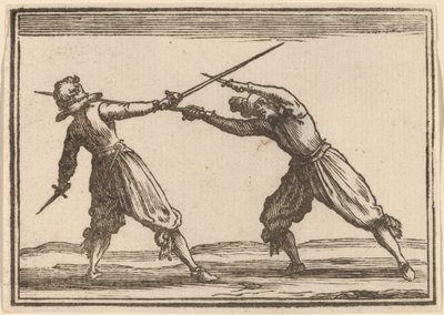 Kaksintaistelu miekkojen ja tikarien kanssa tekijältä Edouard Eckman after Jacques Callot