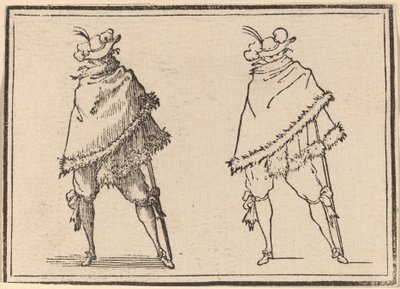 Gentleman kääritty vaippaansa tekijältä Edouard Eckman after Jacques Callot