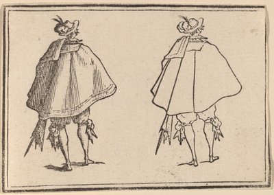 Herrasmies suuressa vaipassa takaa katsottuna tekijältä Edouard Eckman after Jacques Callot