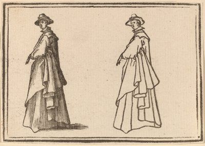 Pysyvä nainen upeassa takissa tekijältä Edouard Eckman after Jacques Callot