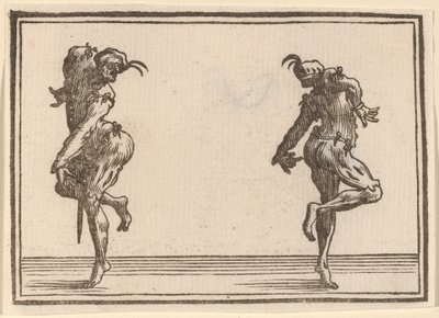 Kaksi Pantaloonia tanssivat tekijältä Edouard Eckman after Jacques Callot