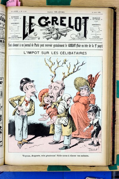 Kansi "" Le Grelot"", numero 1009, satiirinen väreissä tekijältä Edouard Guillaumin Pepin