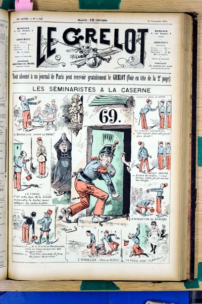 Kansi "" Le Grelot"", numero 1025, satiirinen väreissä tekijältä Edouard Guillaumin Pepin