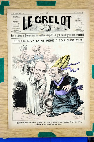 Kansi "" Le Grelot"", numero 1109, satiirinen väreissä tekijältä Edouard Guillaumin Pepin