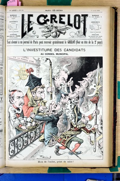 Kansi ""Le Grelot"", numero 992, Satiirinen mustavalko tekijältä Edouard Guillaumin Pepin