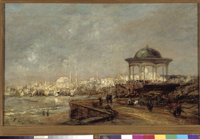 Kioski Stamboulissa Istanbulissa (Konstantinopolissa) Turkissa Edouard Jacques Dufeun maalaus (1840-1900) Pakollinen maininta: Collection fondation regards de Provence, Marseille tekijältä Edouard Jacques Dufeu