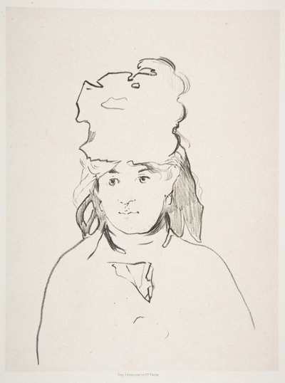 Berthe Morisot siluetissa, 1872-74, julkaistu 1884. tekijältä Édouard Manet