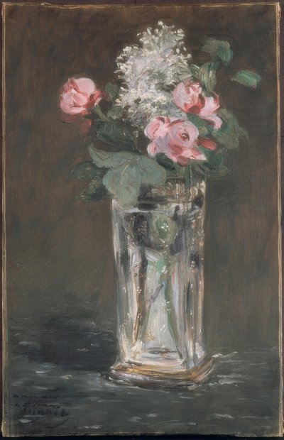 Kukkia kristallimaljakossa tekijältä Édouard Manet