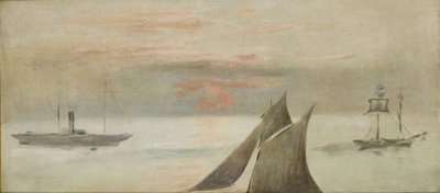 Veneitä merellä, auringonlasku tekijältä Édouard Manet