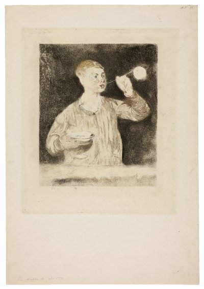 Poika puhaltaa saippuakuplia tekijältä Édouard Manet