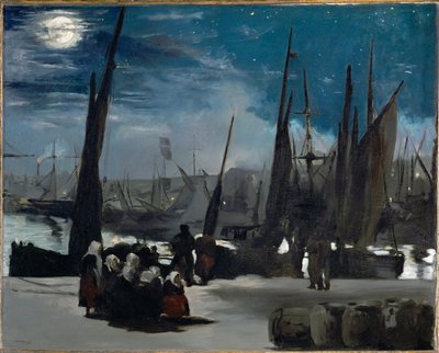Clair de lune sur le port de Boulogne (öljy kankaalle) tekijältä Edouard Manet