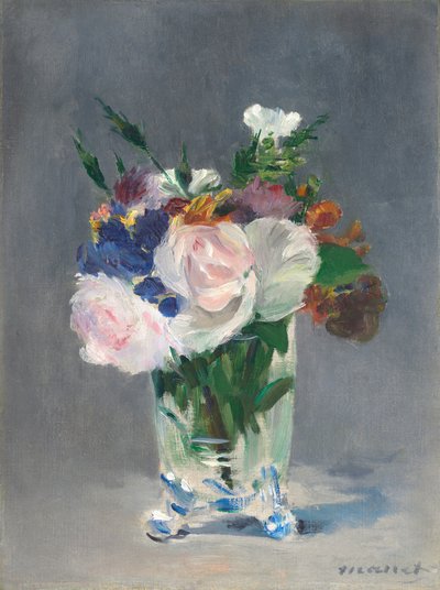 Kukkia kristallimaljakossa tekijältä Édouard Manet