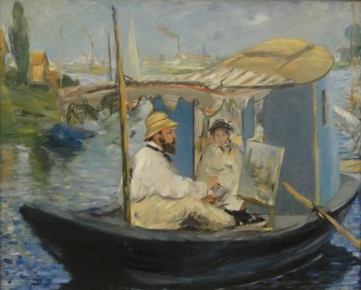 Saksa: Die Barke Claude Monet maalaamassa ateljeeveneessään tekijältä Édouard Manet
