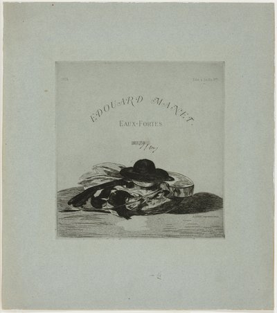 Hattu ja kitara, etukuva neljäntoista etsauksen painokseen. tekijältä Édouard Manet