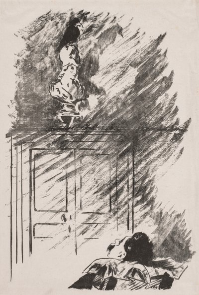 Edgar Allan Poen kuvitus Korppiin tekijältä Édouard Manet