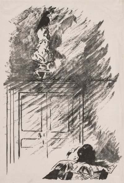 Edgar Allan Poen kuvitus Korppiin. tekijältä Édouard Manet