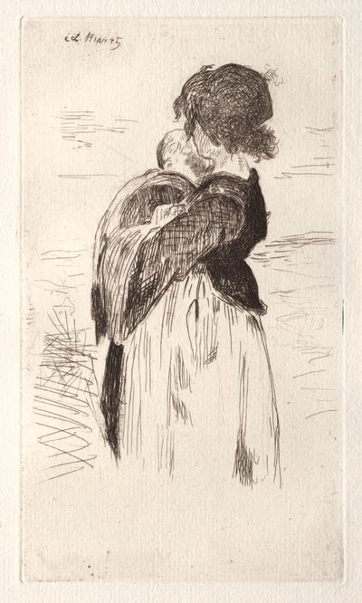 Pieni tyttö, jolla on vauva tekijältä Édouard Manet