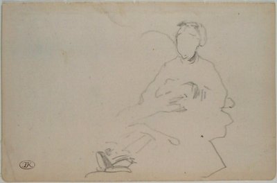 Manet - Luonnos istuvasta naisesta (luonnoslehti luonnoskirjasta), noin 1864-1868 tekijältä Édouard Manet