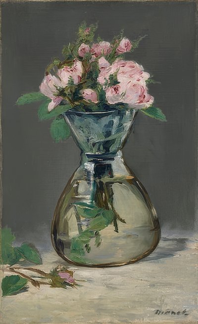 Sammaleen ruusut maljakossa. 1882 tekijältä Édouard Manet