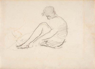 Istuva nainen (kevyt luonnos miehen päästä) tekijältä Édouard Manet