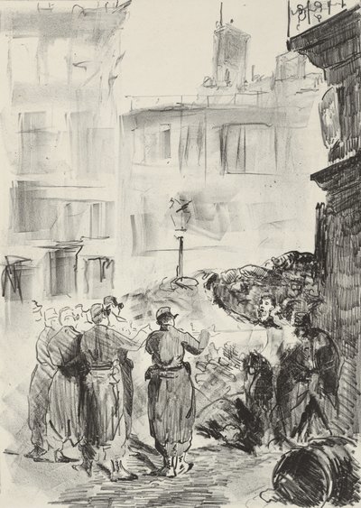 Barrikadi, 1871, painettu 1884 tekijältä Édouard Manet